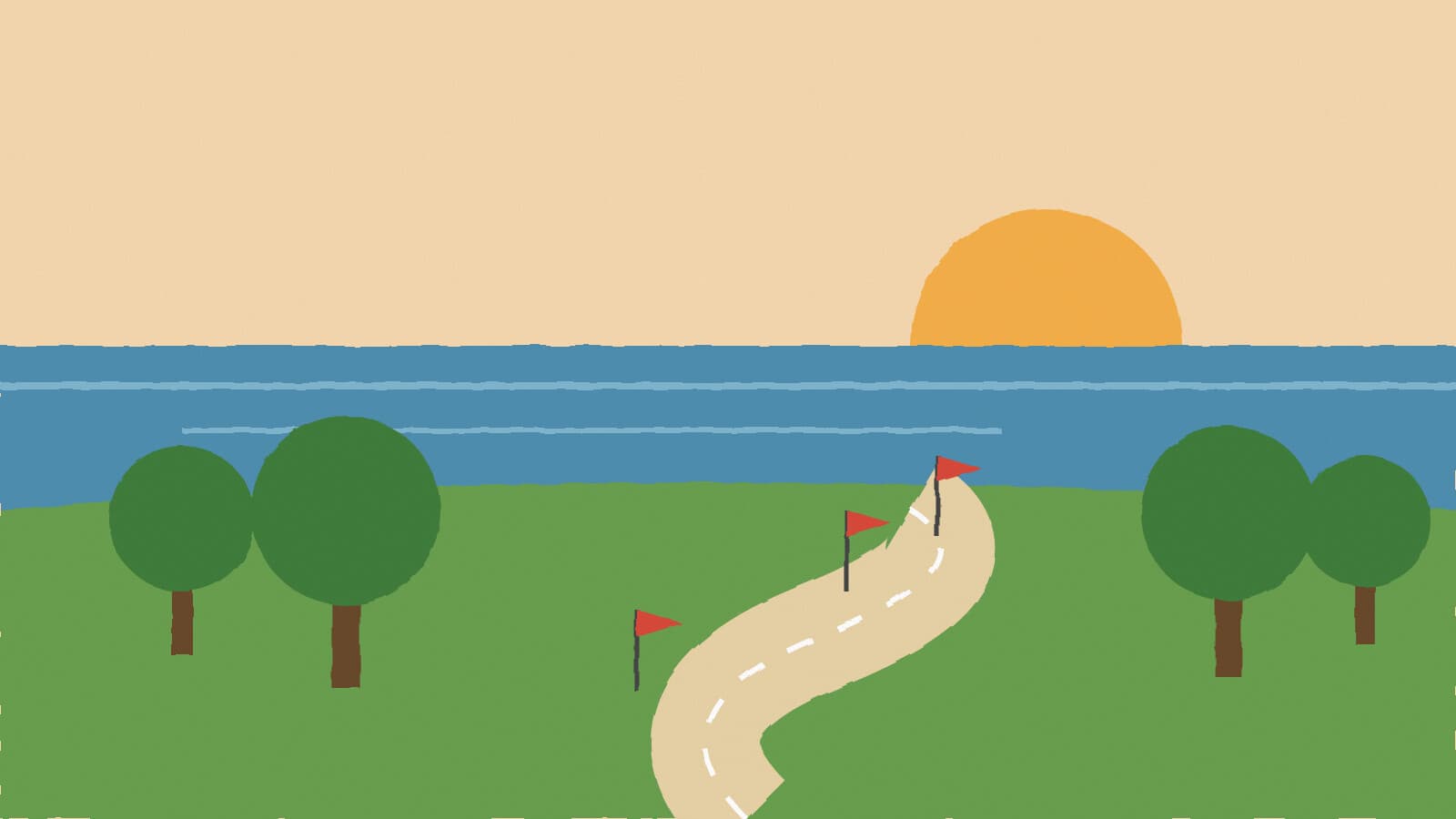 Runners' path by the lake - illustration, Jake Team LLC